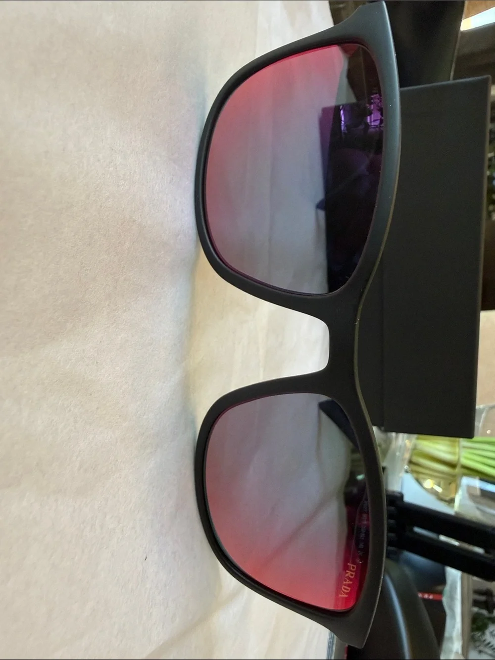 Prada SPS 01T Sunglasses Matte Black Red Mirror Lenses 56-19 140 New in Box